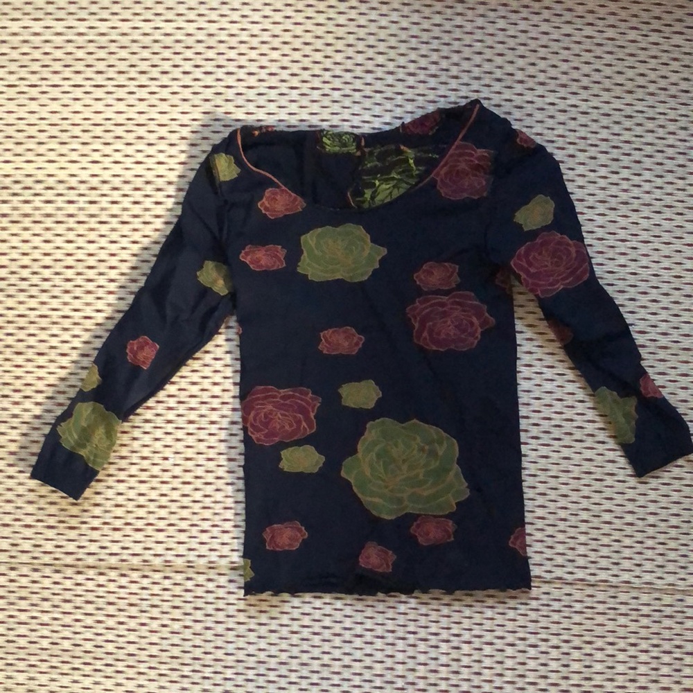Y2K stretchy bodycon rose top vintage